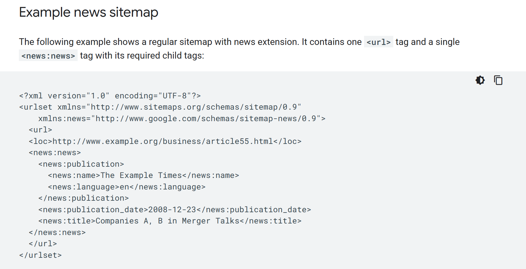 news sitemap example