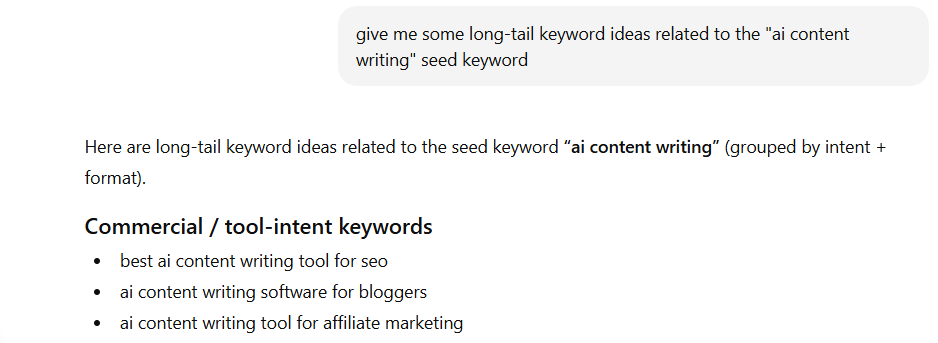 using chatgpt to generate keyword ideas