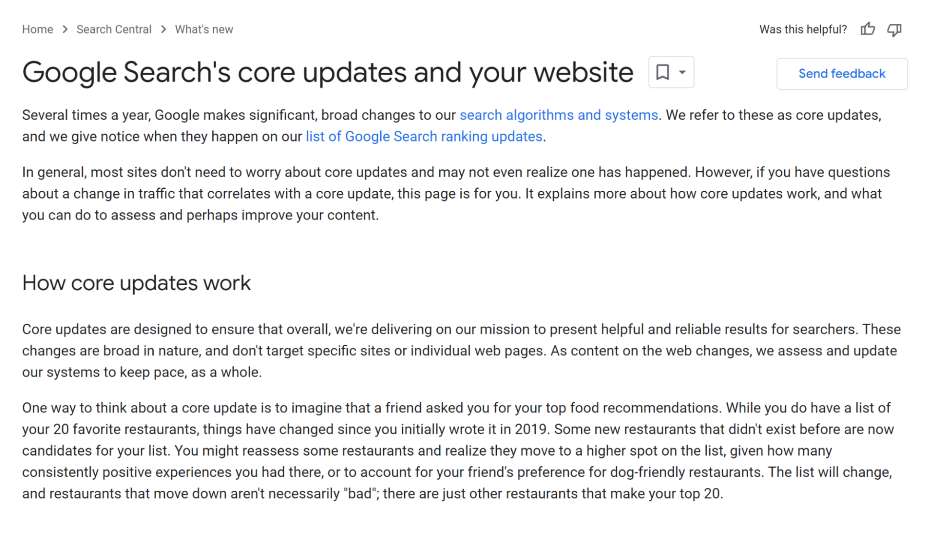 google core updates