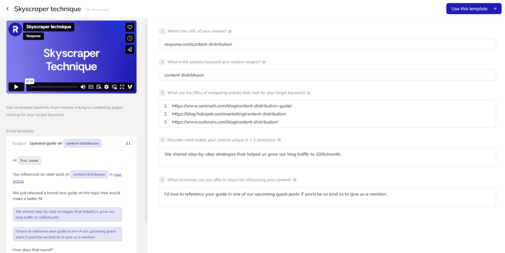 respona skyscraper technique campaign template