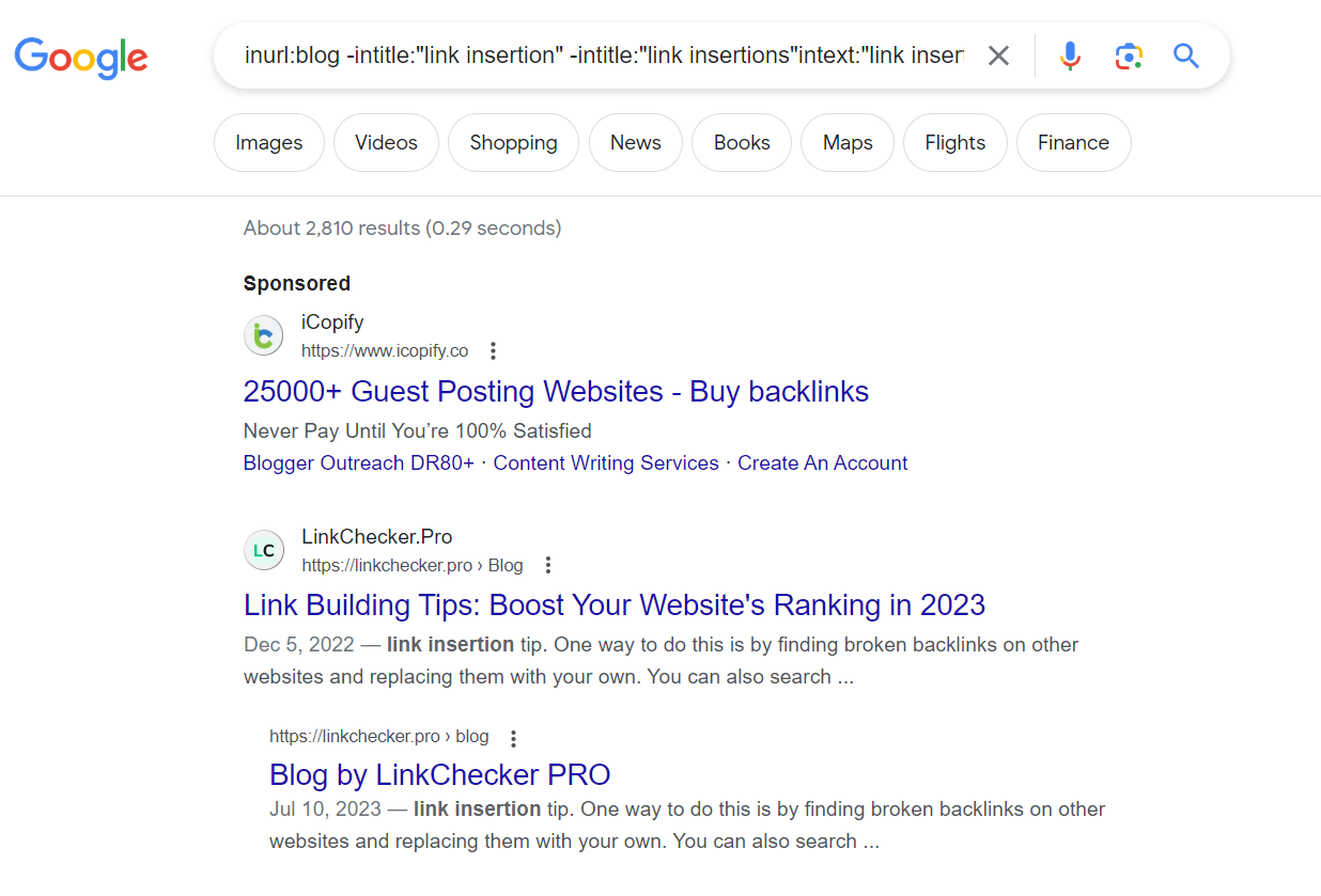 finding link insertion opportunities in google