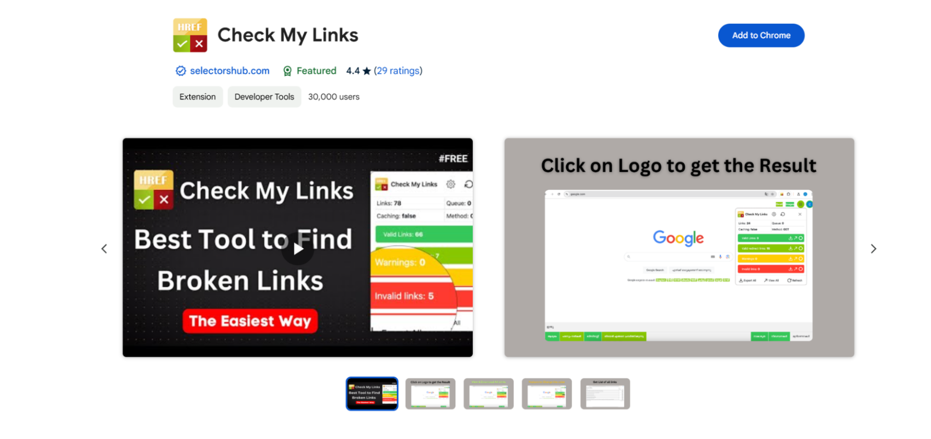 check my links plugin page