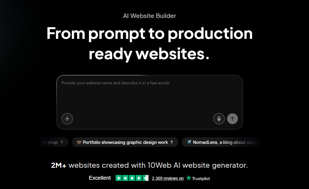 10web ai builder homepage