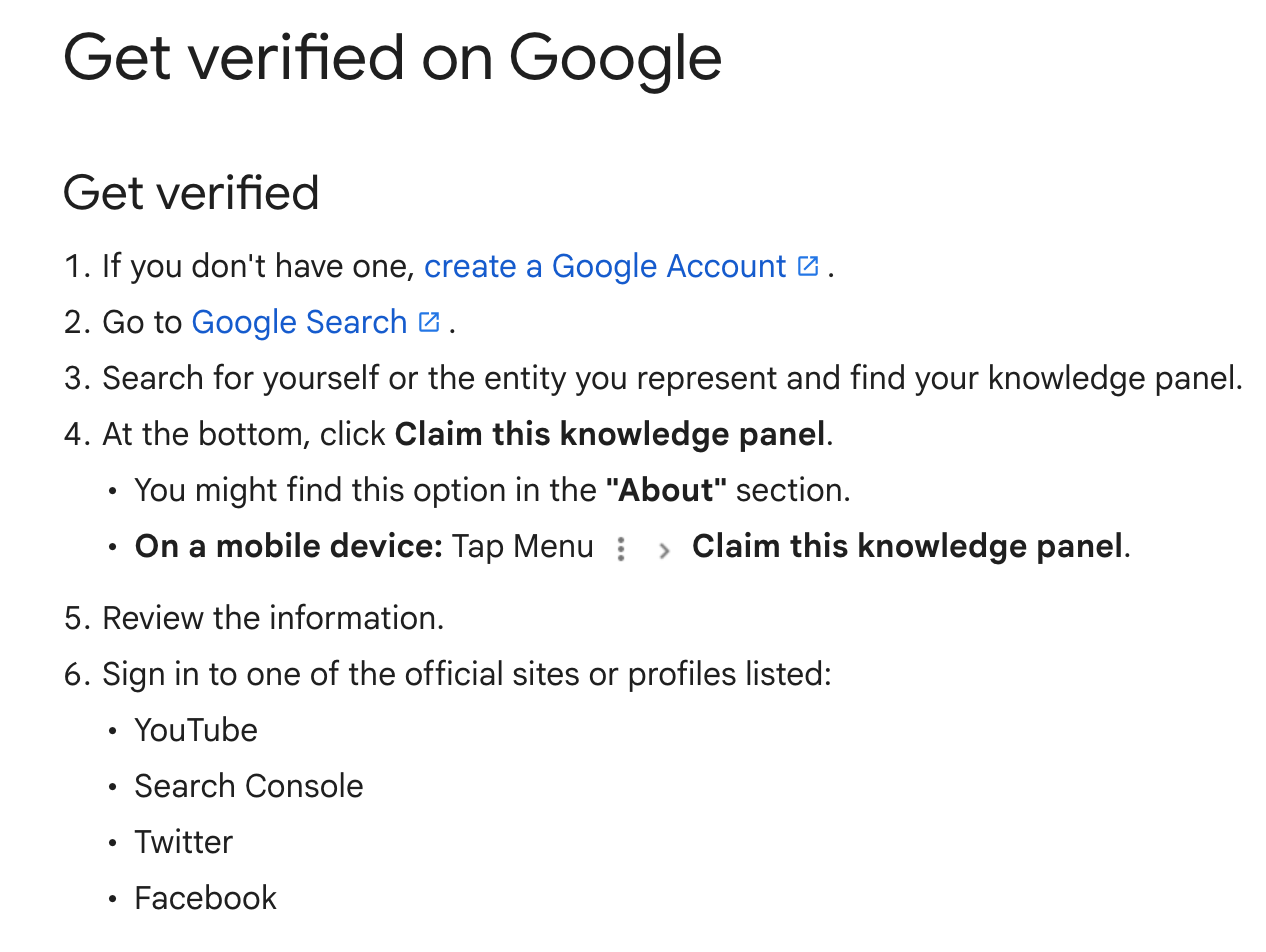 google steps for claiming your knowledge panel
