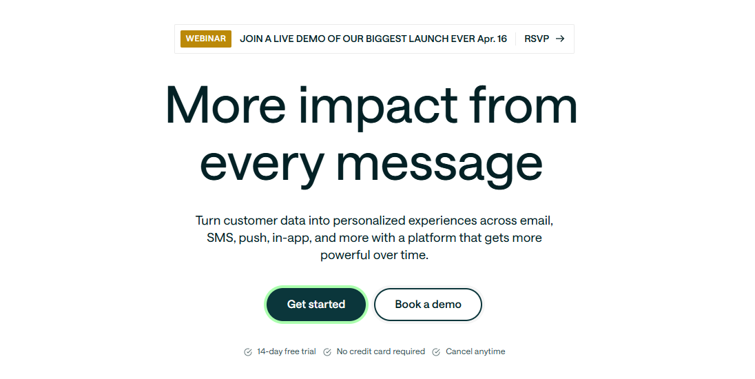 customer.io homepage