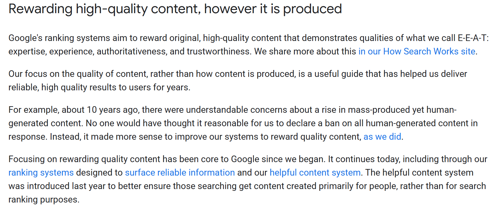google stance on ai content