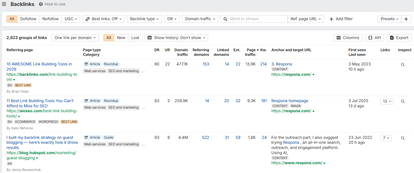 checking backlinks in ahrefs