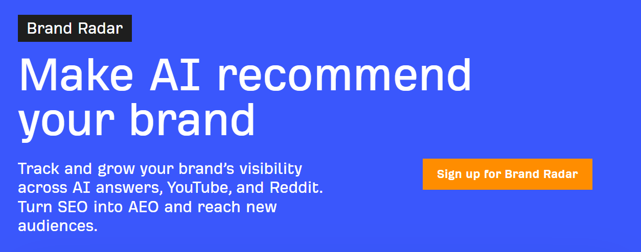 ahrefs brand radar homepage
