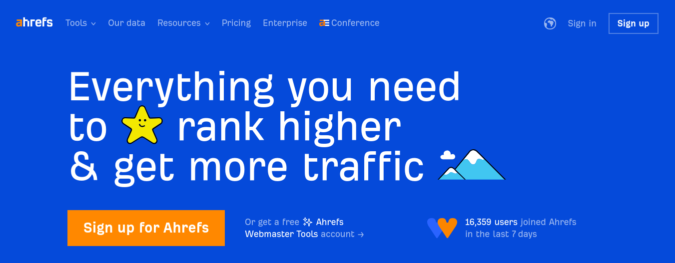 ahrefs homepage