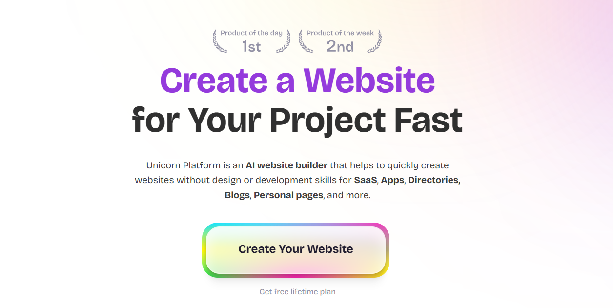 unicorn platform homepage