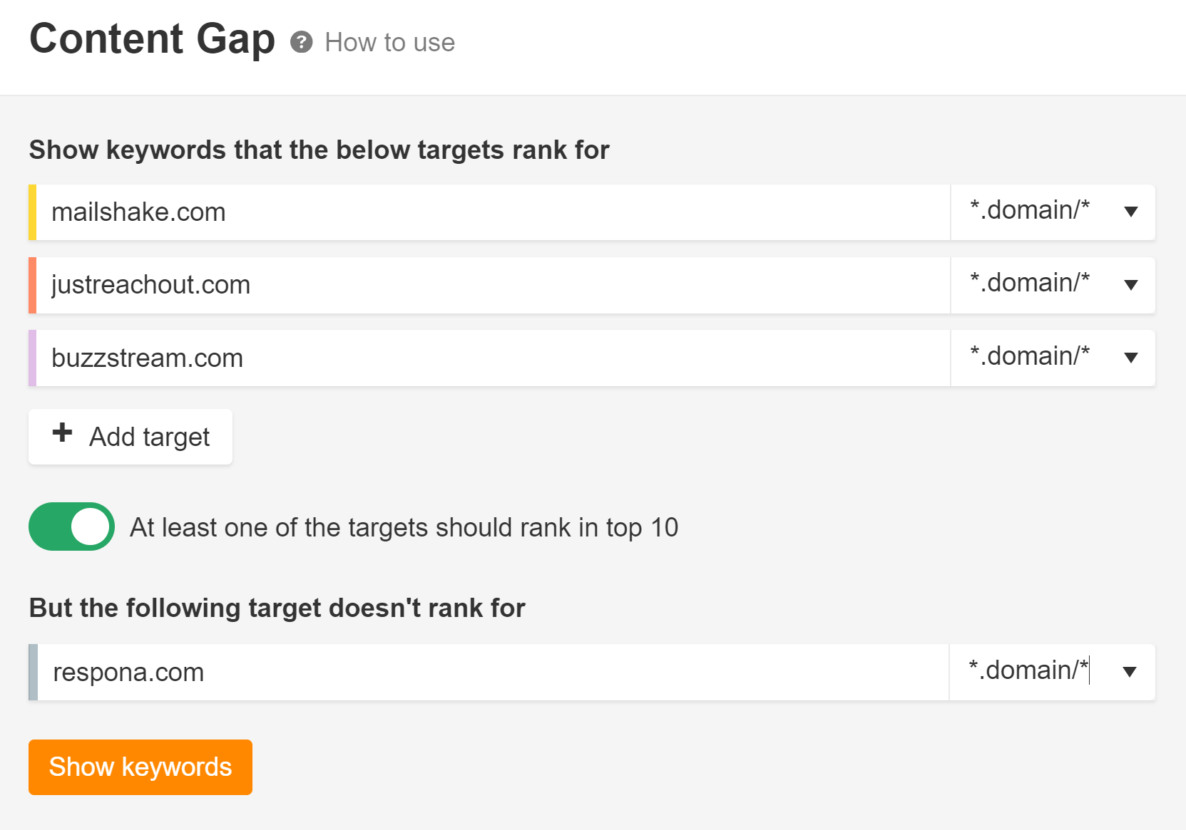 ahrefs content gap tool