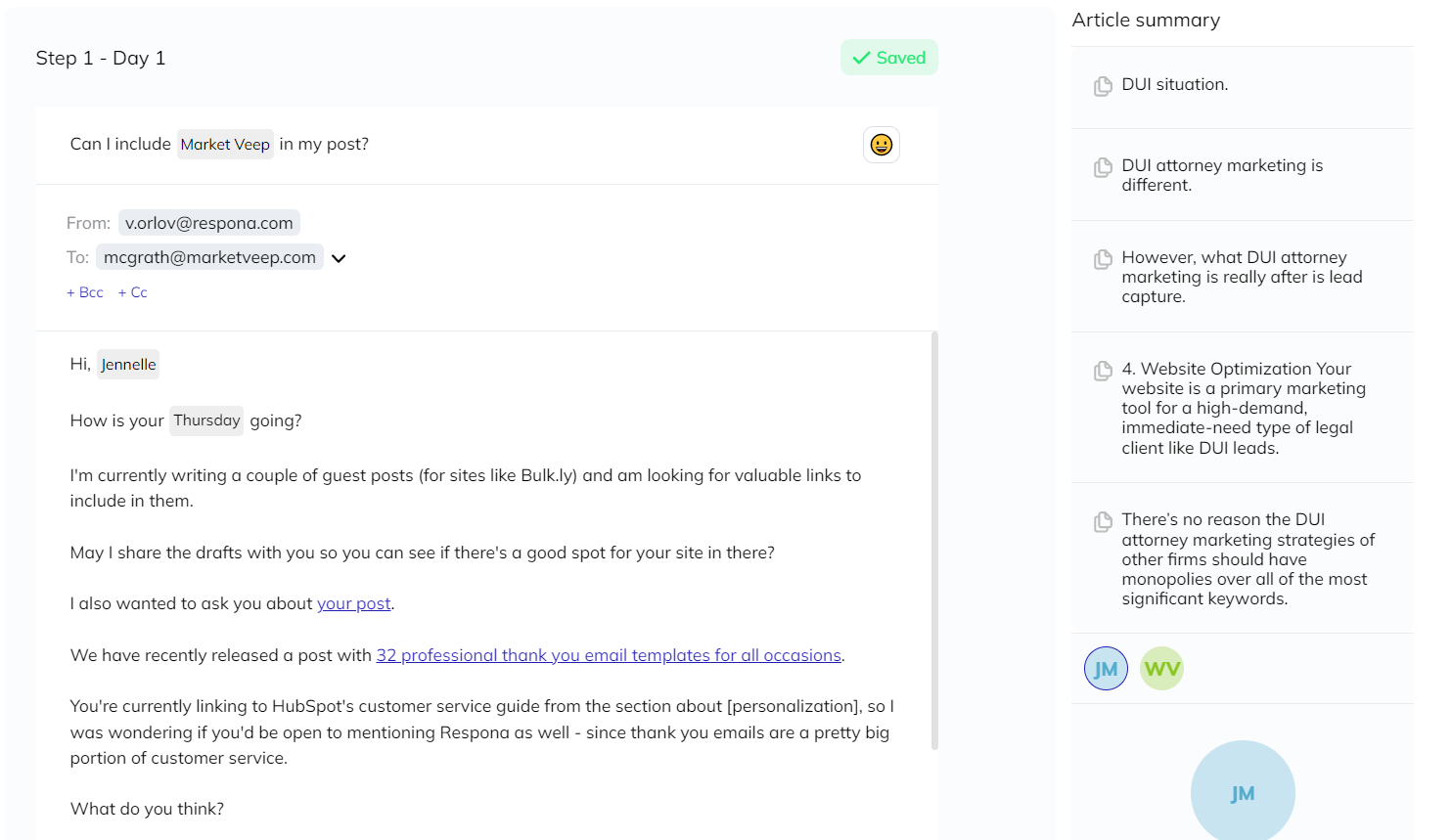 personalizing pitches