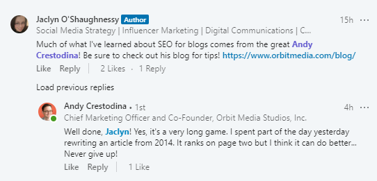 Linkedin comments