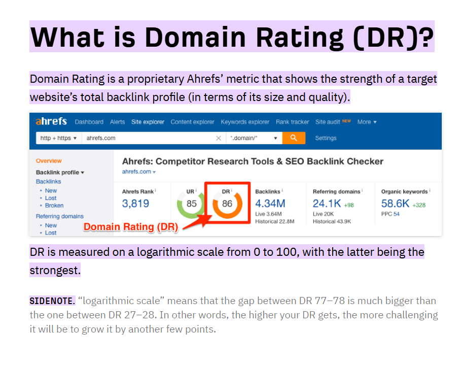 Ahrefs on what is DR