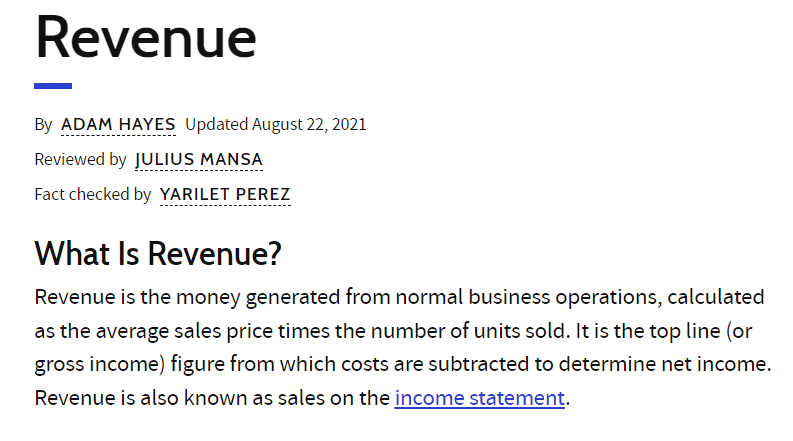 Revenue definition