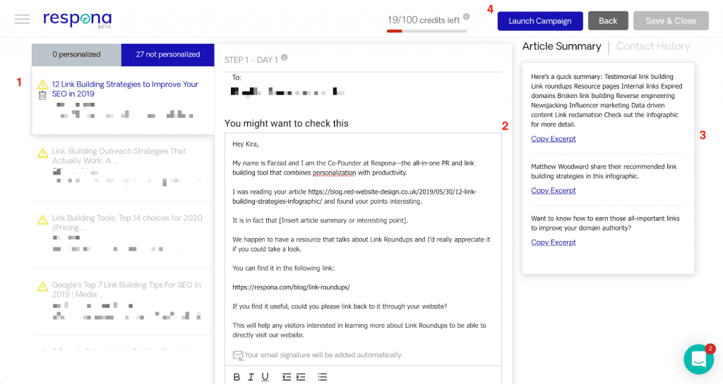 Personalization features