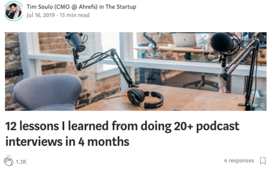 Article by Tim Soulo discussing what he has learned on podcast interviews.