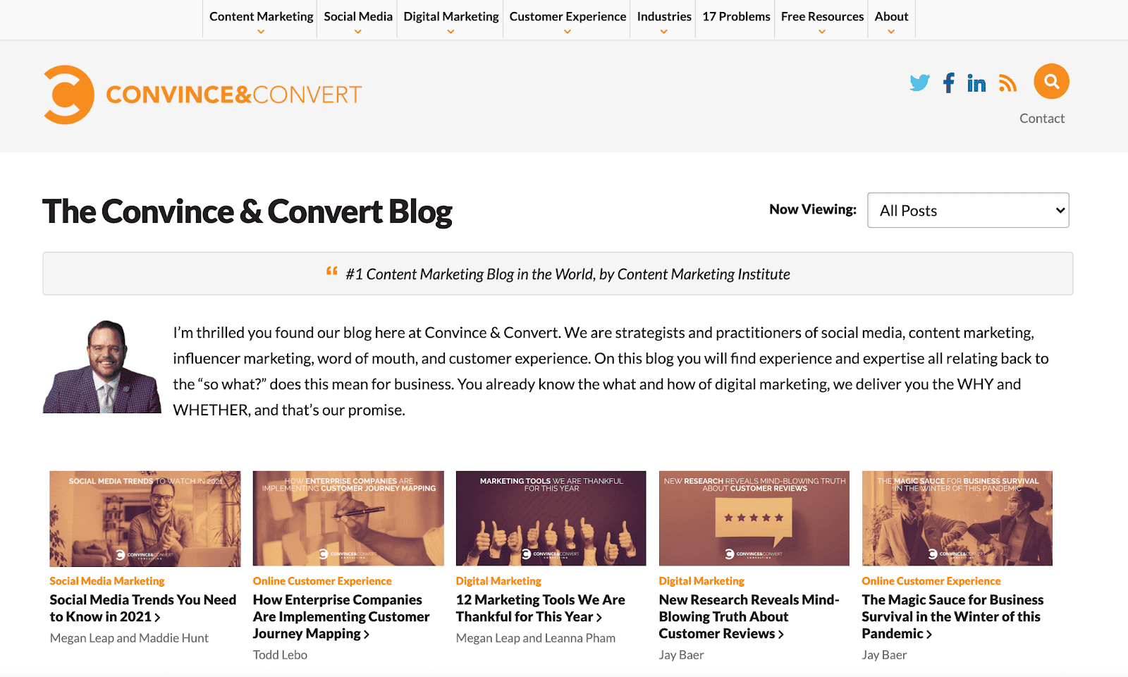 Convince and Convert blog page